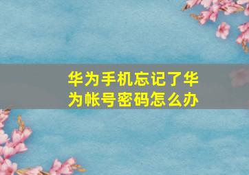 华为手机忘记了华为帐号密码怎么办