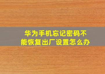 华为手机忘记密码不能恢复出厂设置怎么办