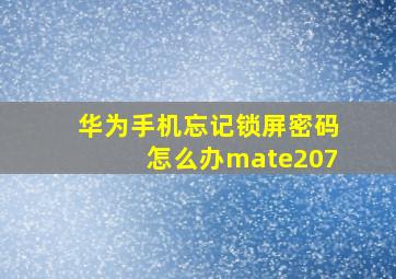 华为手机忘记锁屏密码怎么办mate207