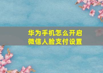 华为手机怎么开启微信人脸支付设置