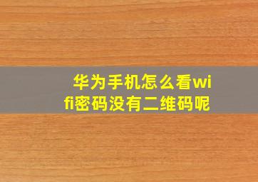 华为手机怎么看wifi密码没有二维码呢