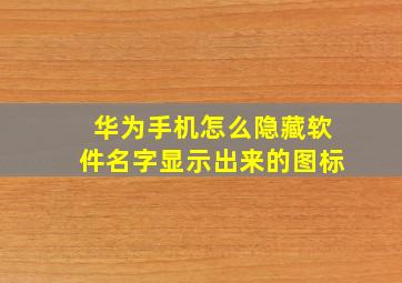 华为手机怎么隐藏软件名字显示出来的图标