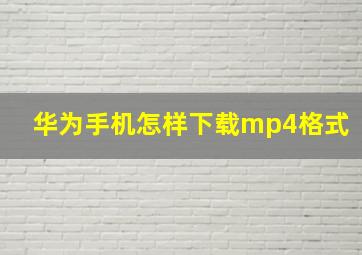 华为手机怎样下载mp4格式