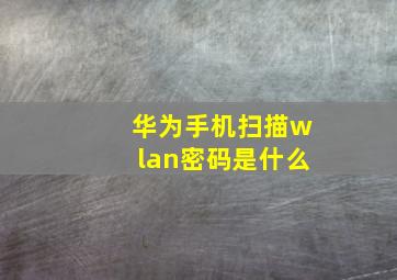 华为手机扫描wlan密码是什么