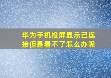 华为手机投屏显示已连接但是看不了怎么办呢