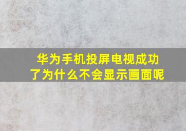 华为手机投屏电视成功了为什么不会显示画面呢