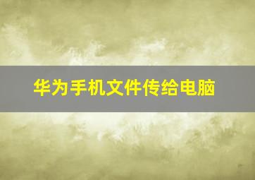 华为手机文件传给电脑