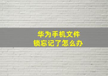 华为手机文件锁忘记了怎么办