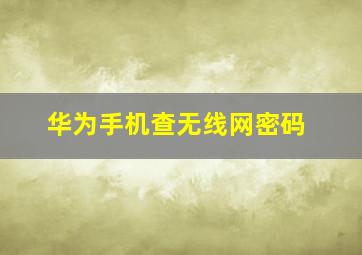 华为手机查无线网密码