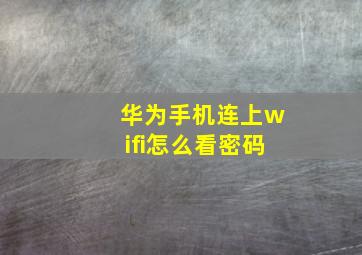 华为手机连上wifi怎么看密码