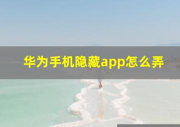 华为手机隐藏app怎么弄