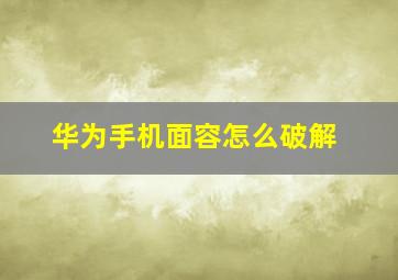 华为手机面容怎么破解