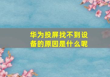 华为投屏找不到设备的原因是什么呢