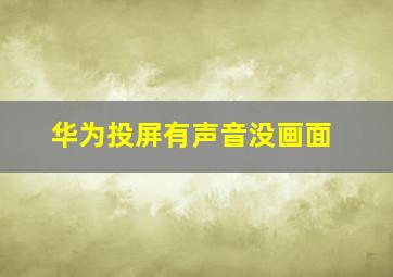 华为投屏有声音没画面