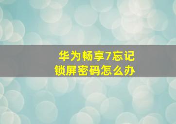 华为畅享7忘记锁屏密码怎么办