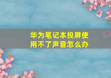 华为笔记本投屏使用不了声音怎么办