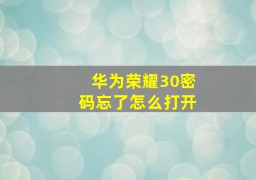 华为荣耀30密码忘了怎么打开