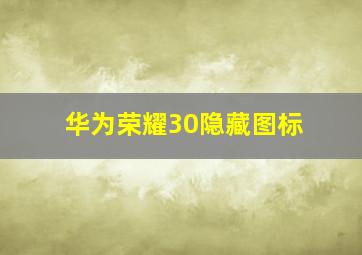 华为荣耀30隐藏图标