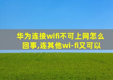 华为连接wifi不可上网怎么回事,连其他wi-fi又可以