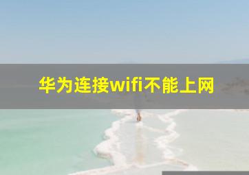 华为连接wifi不能上网