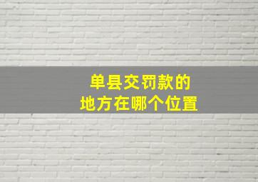 单县交罚款的地方在哪个位置