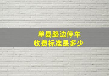 单县路边停车收费标准是多少