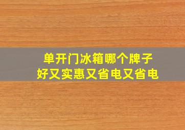 单开门冰箱哪个牌子好又实惠又省电又省电