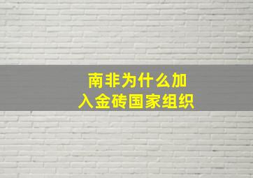 南非为什么加入金砖国家组织