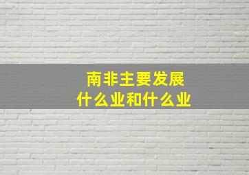 南非主要发展什么业和什么业