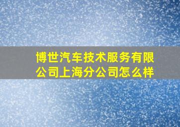 博世汽车技术服务有限公司上海分公司怎么样