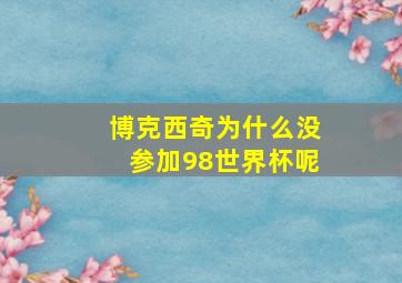 博克西奇为什么没参加98世界杯呢