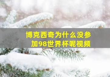 博克西奇为什么没参加98世界杯呢视频