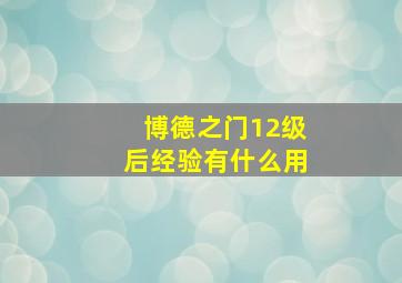 博德之门12级后经验有什么用