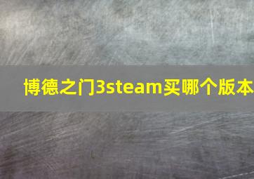 博德之门3steam买哪个版本