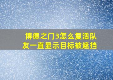 博德之门3怎么复活队友一直显示目标被遮挡