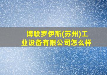 博联罗伊斯(苏州)工业设备有限公司怎么样