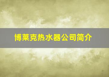 博莱克热水器公司简介