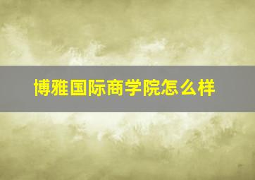 博雅国际商学院怎么样