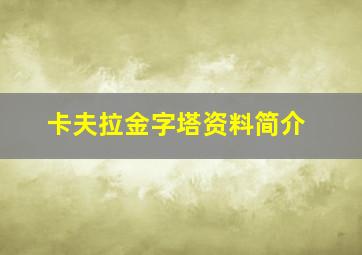 卡夫拉金字塔资料简介