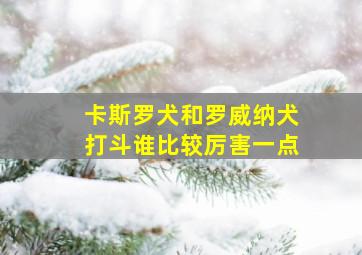 卡斯罗犬和罗威纳犬打斗谁比较厉害一点