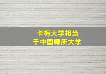 卡梅大学相当于中国哪所大学