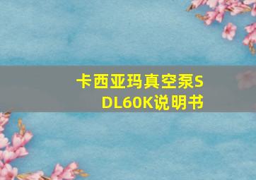 卡西亚玛真空泵SDL60K说明书