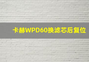 卡赫WPD60换滤芯后复位