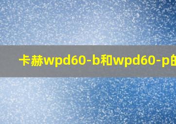 卡赫wpd60-b和wpd60-p的区别