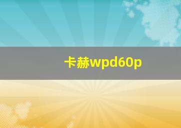 卡赫wpd60p