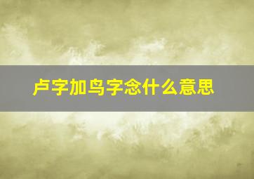 卢字加鸟字念什么意思