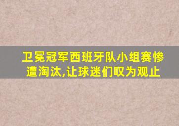 卫冕冠军西班牙队小组赛惨遭淘汰,让球迷们叹为观止