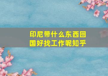 印尼带什么东西回国好找工作呢知乎