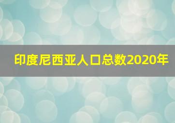 印度尼西亚人口总数2020年