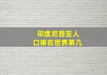 印度尼西亚人口排在世界第几